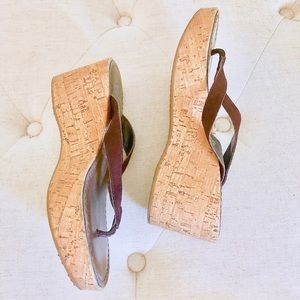 American Eagle cork wedge thong sandals